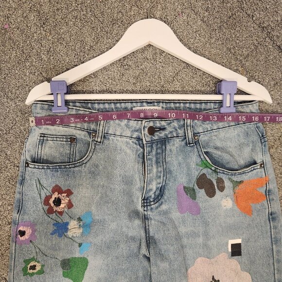 MISSLOOK Painted Floral Denim Ankle Jeans - Size M - Picture 6 of 6